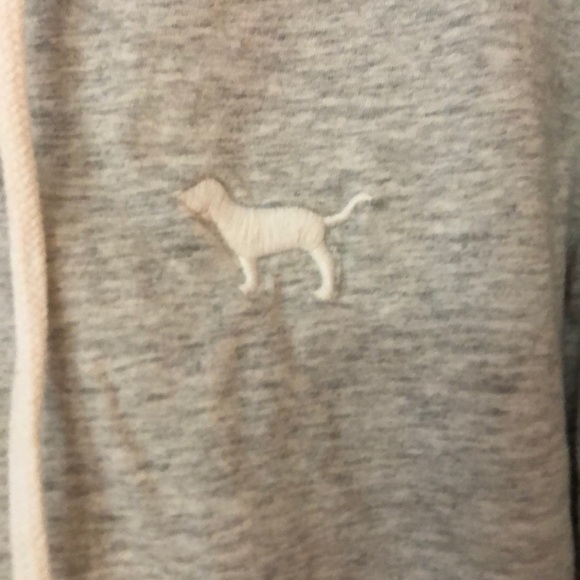 PINK VS Gray Hooded Lightweight Sweatshirt - Picture 3 of 5